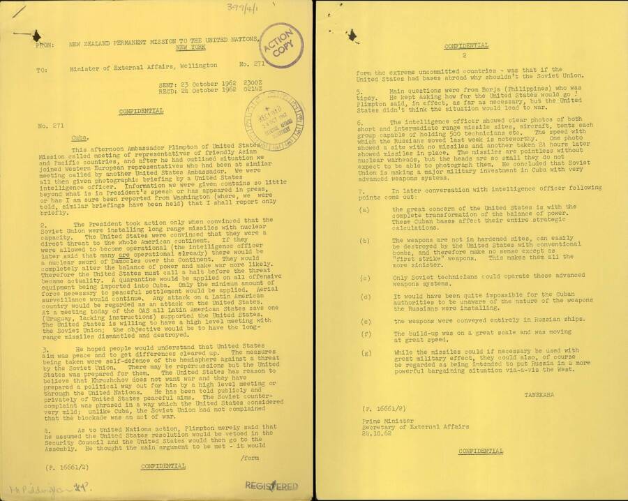 The Cuban Missile Crisis was a 13-day confrontation in October 1962 between the United States and the Soviet Union over Soviet ballistic mis