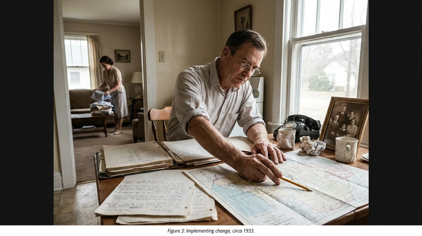 Editorial photograph illustrating: Franklin D. Roosevelt Enacting The New Deal (1933)